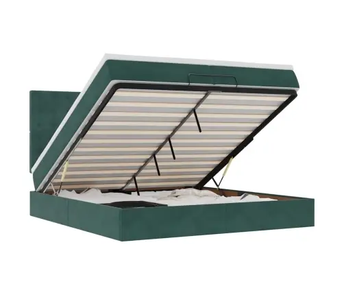 Osmanų Lovos Rėmas Su Čiužiniais, Žalias, 200X200cm Aksomas