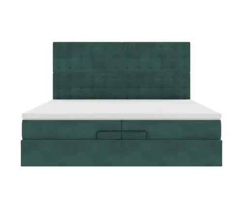 Osmanų Lovos Rėmas Su Čiužiniais, Žalias, 200X200cm Aksomas