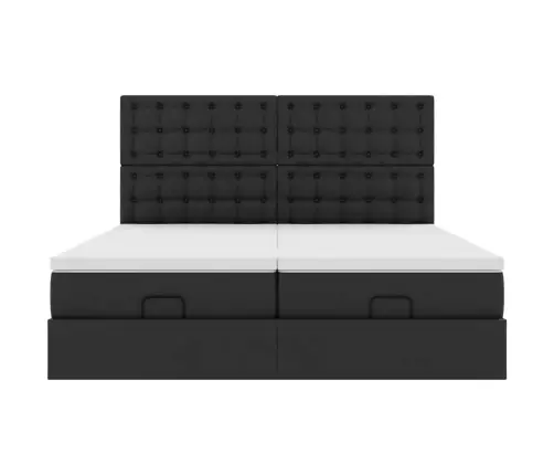 Osmaņu Gultas Rāmis Ar Matračiem Melns 200X200 Cm Mākslīgā Āda Vidaxl