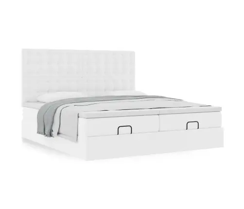 Osmaņu Gultas Rāmis Ar Matračiem Tīri Balts 200X200 Cm Vidaxl