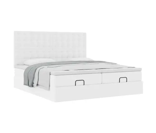 Osmaņu Gultas Rāmis Ar Matračiem Tīri Balts 200X200 Cm Vidaxl