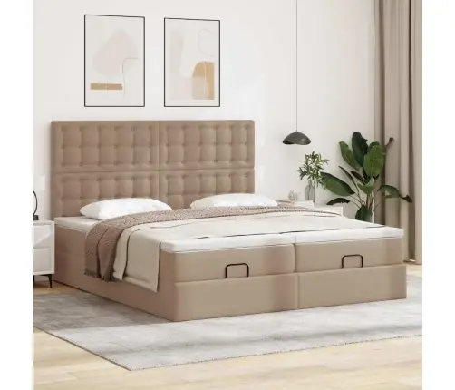 Osmaņu Gultas Rāmis Ar Matračiem Kapučīno 200X200Cm Vidaxl