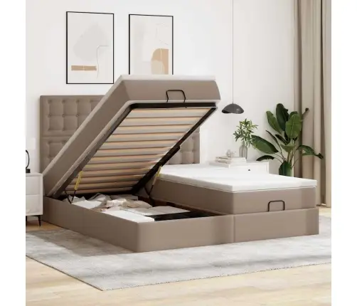 Osmaņu Gultas Rāmis Ar Matračiem Kapučīno 200X200Cm Vidaxl