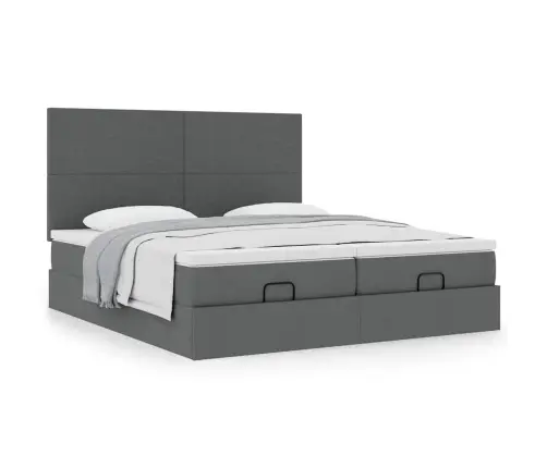 Osmaņu Gultas Rāmis Ar Matračiem Tumši Pelēks 160X200Cm Audums Vidaxl