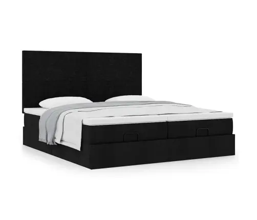 Ottomani Voodiraam Madratsitega, Must, 160X200cm Kangas