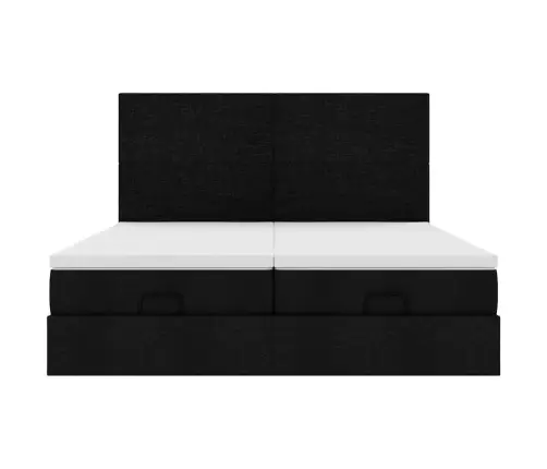 Ottomani Voodiraam Madratsitega, Must, 160X200cm Kangas