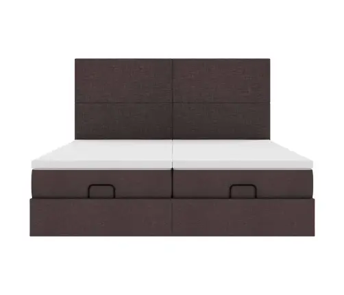 Osmaņu Gultas Rāmis Ar Matračiem Tumši Brūns 160X200Cm Audums Vidaxl