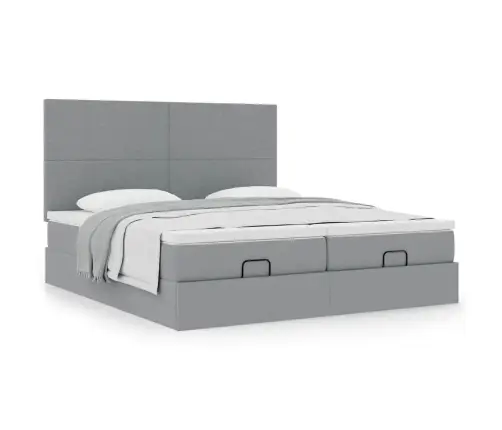 Osmaņu Gultas Rāmis Ar Matračiem Gaiši Pelēks 180X200Cm Audums Vidaxl