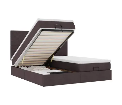 Osmaņu Gultas Rāmis Ar Matračiem Tumši Brūns 180X200Cm Audums Vidaxl