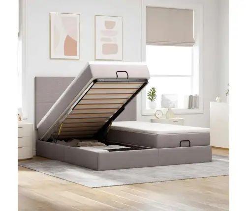 Osmanų Lovos Rėmas Su Čiužiniais, Taupe, 180X200cm Audinys