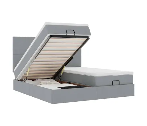 Ottomani Voodiraam Madratsitega, Helehall, 200X200cm Kangas