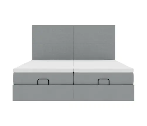 Ottomani Voodiraam Madratsitega, Helehall, 200X200cm Kangas