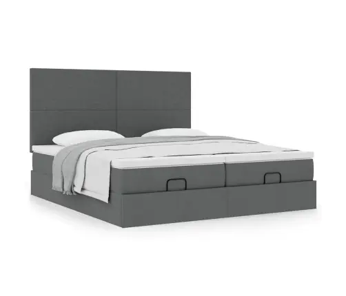 Osmanų Lovos Rėmas Su Čiužiniais, Pilkas, 200X200cm Audinys