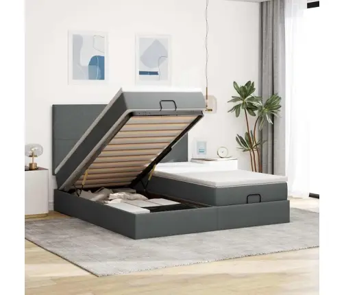 Osmanų Lovos Rėmas Su Čiužiniais, Pilkas, 200X200cm Audinys