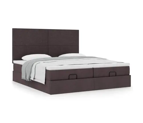 Osmaņu Gultas Rāmis Ar Matračiem Tumši Brūns 200X200Cm Audums Vidaxl