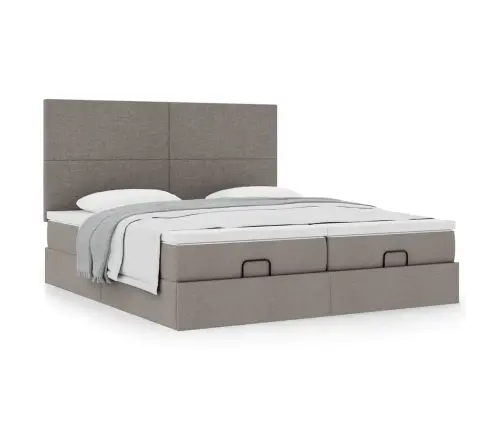 Osmanų Lovos Rėmas Su Čiužiniais, Taupe, 200X200cm Audinys