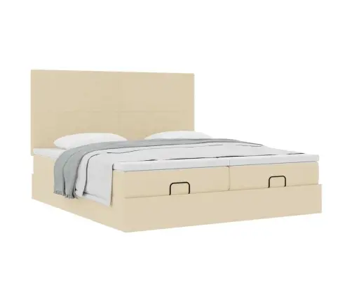 Osmanų Lovos Rėmas Su Čiužiniais, Kreminis, 200X200cm Audinys