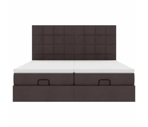 Osmaņu Gultas Rāmis Ar Matračiem Tumši Brūns 180X200Cm Audums Vidaxl
