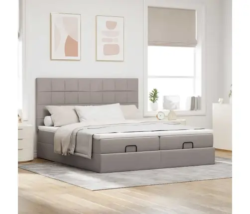 Ottomani Voodiraam Madratsitega Pruunikashall 180X200Cm Kangas