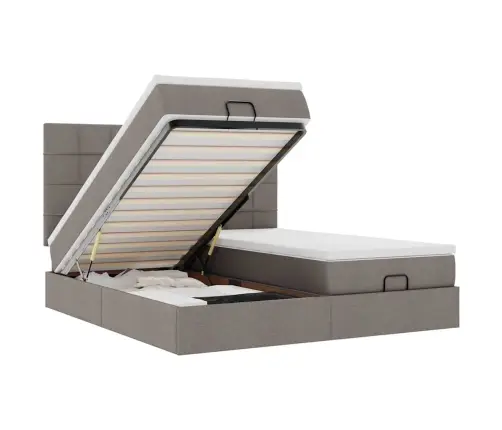 Osmaņu Gultas Rāmis Ar Matračiem Pelēkbrūns 200X200Cm Audums Vidaxl