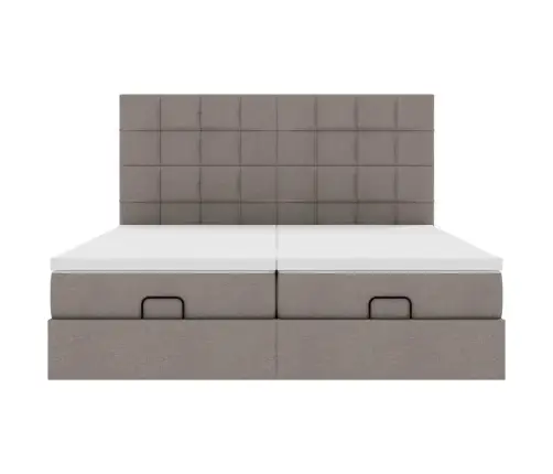 Osmaņu Gultas Rāmis Ar Matračiem Pelēkbrūns 200X200Cm Audums Vidaxl