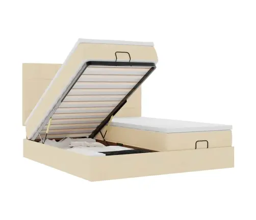 Osmanų Lovos Rėmas Su Čiužiniais, Kreminis, 200X200cm Audinys