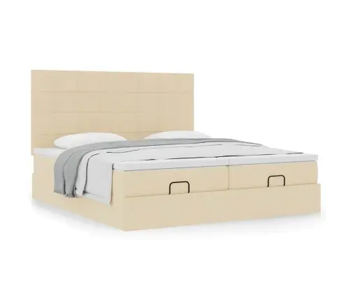 Osmanų Lovos Rėmas Su Čiužiniais, Kreminis, 200X200cm Audinys