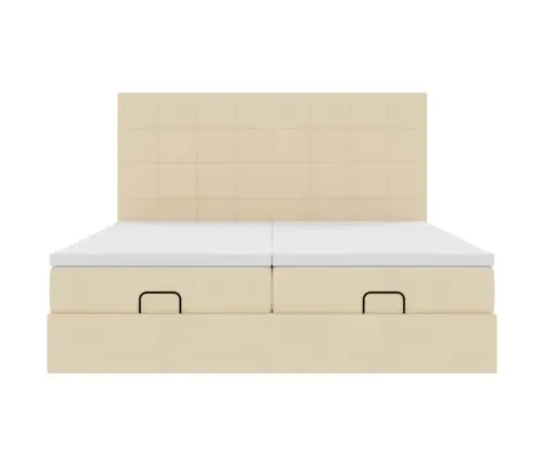 Osmanų Lovos Rėmas Su Čiužiniais, Kreminis, 200X200cm Audinys