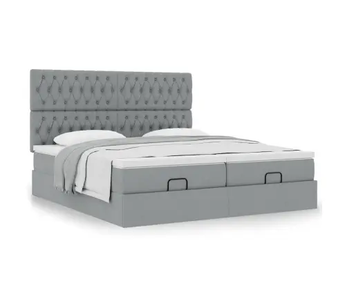 Osmanų Lovos Rėmas Su Čiužiniais, Pilkas, 160X200cm Audinys