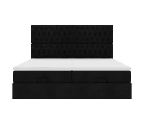 Ottomani Voodiraam Madratsitega, Must, 180X200cm Kangas