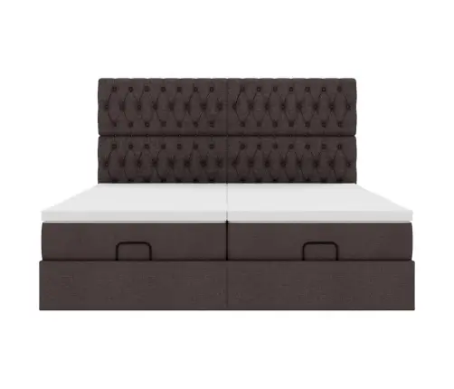 Ottomani Voodiraam Madratsitega, Tumepruun, 200X200cm Kangas