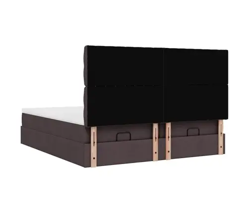 Ottomani Voodiraam Madratsitega, Tumepruun, 200X200cm Kangas