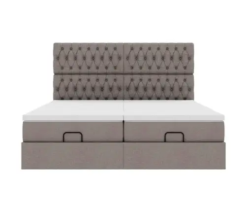 Osmaņu Gultas Rāmis Ar Matračiem Pelēkbrūns 200X200Cm Audums Vidaxl