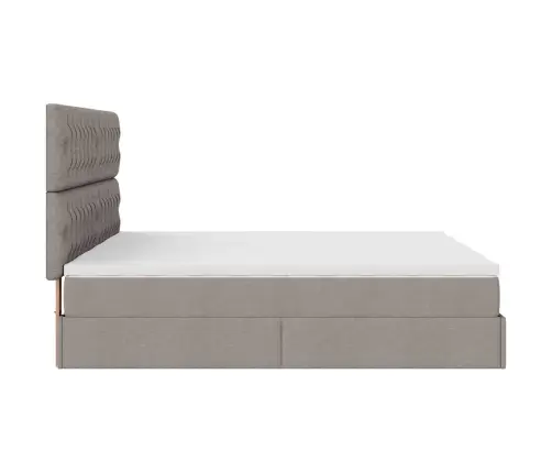 Osmaņu Gultas Rāmis Ar Matračiem Pelēkbrūns 200X200Cm Audums Vidaxl