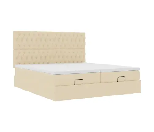 Ottomani Voodiraam Madratsitega, Kreemjas, 200X200cm Kangas