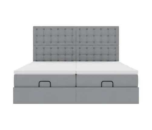 Osmanų Lovos Rėmas Su Čiužiniais, Pilkas, 160X200cm Audinys