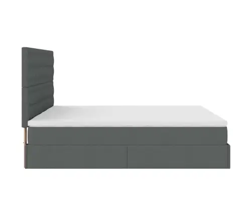 Ottomani Voodiraam Madratsitega, Tumehall, 160X200cm Kangas