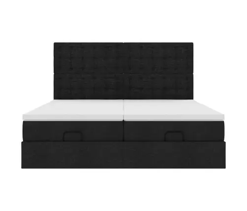 Osmaņu Gultas Rāmis Ar Matračiem Melns 160X200Cm Audums Vidaxl