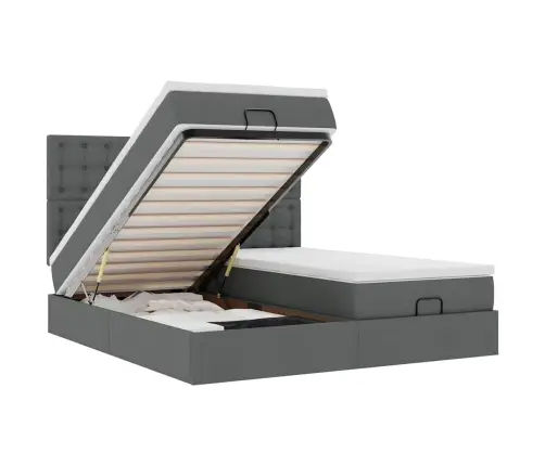 Osmaņu Gultas Rāmis Ar Matračiem Tumši Pelēks 180X200Cm Audums Vidaxl