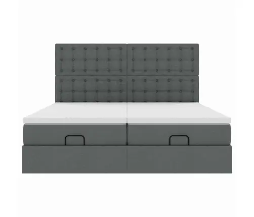 Osmaņu Gultas Rāmis Ar Matračiem Tumši Pelēks 180X200Cm Audums Vidaxl