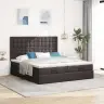 Osmaņu Gultas Rāmis Ar Matračiem Tumši Brūns 180X200Cm Audums Vidaxl