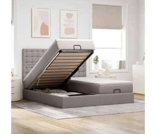 Osmanų Lovos Rėmas Su Čiužiniais, Taupe, 180X200cm Audinys