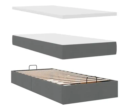 Osmaņu Gultas Rāmis Ar Matračiem Tumši Pelēks 200X200Cm Audums Vidaxl