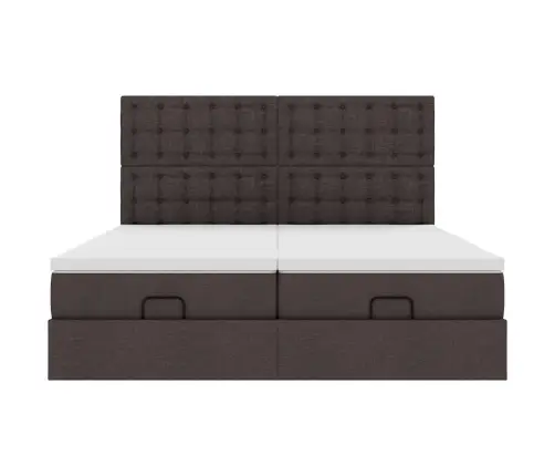 Ottomani Voodiraam Madratsitega, Tumepruun, 200X200cm Kangas