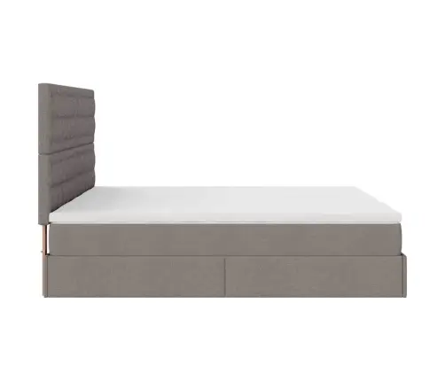 Osmaņu Gultas Rāmis Ar Matračiem Pelēkbrūns 200X200Cm Audums Vidaxl