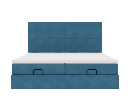 Osmaņu Gultas Rāmis Ar Matračiem Tumši Zils 160X200Cm Audums Vidaxl