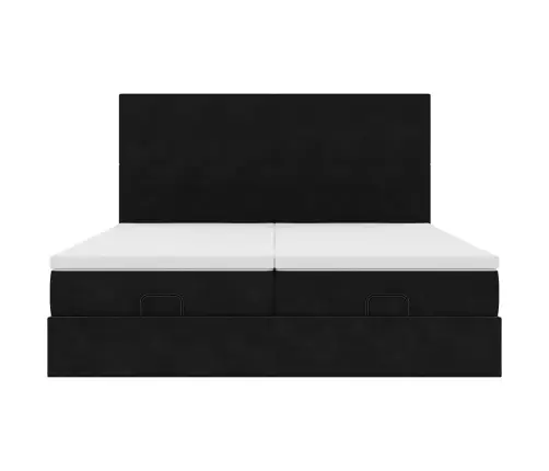 Osmaņu Gultas Rāmis Ar Matračiem Melns 180X200Cm Audums Vidaxl