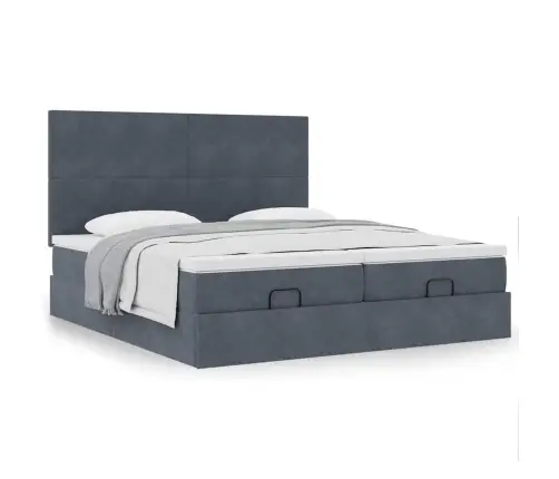 Osmaņu Gultas Rāmis Ar Matračiem Tumši Pelēks 200X200Cm Audums Vidaxl