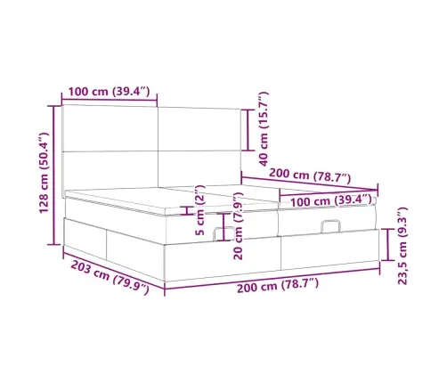 Osmaņu Gultas Rāmis Ar Matračiem Tumši Zils 200X200Cm Audums Vidaxl