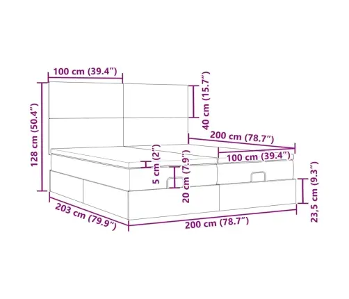 Osmaņu Gultas Rāmis Ar Matračiem Rozā 200X200Cm Audums Vidaxl